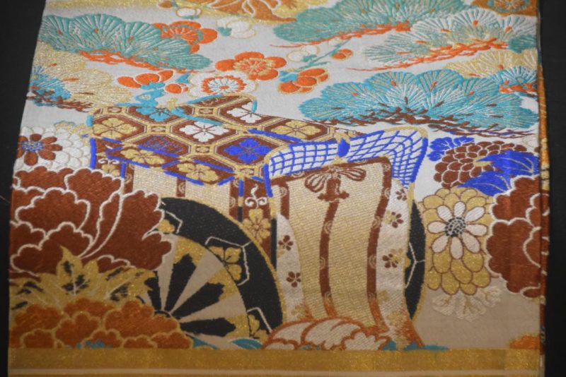 Japanese Vintage Silk Maru Obi Sash Table Runner Length:4000mm - Image 9