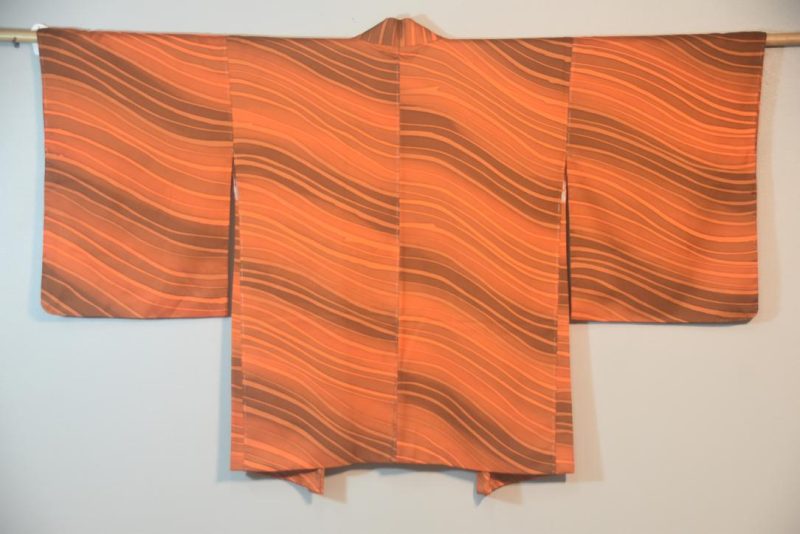 Slanting Stripes Vintage Japanese Silk Haori Jacket - Image 3