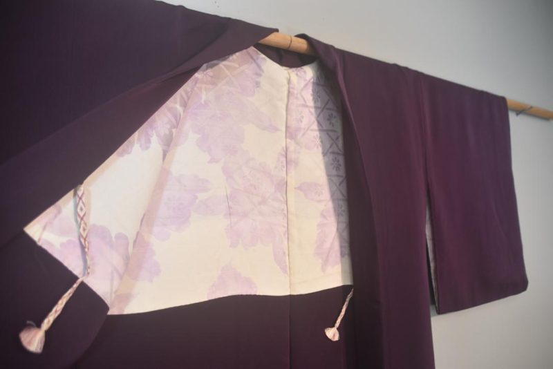 Deep Purple Vintage Japanese Silk Haori Jacket - Image 4