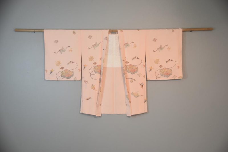 Pale Pink Vintage Japanese Silk Haori Jacket - Image 3