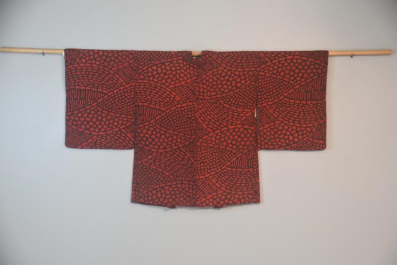 Red Art Vintage Japanese Silk Haori Jacket