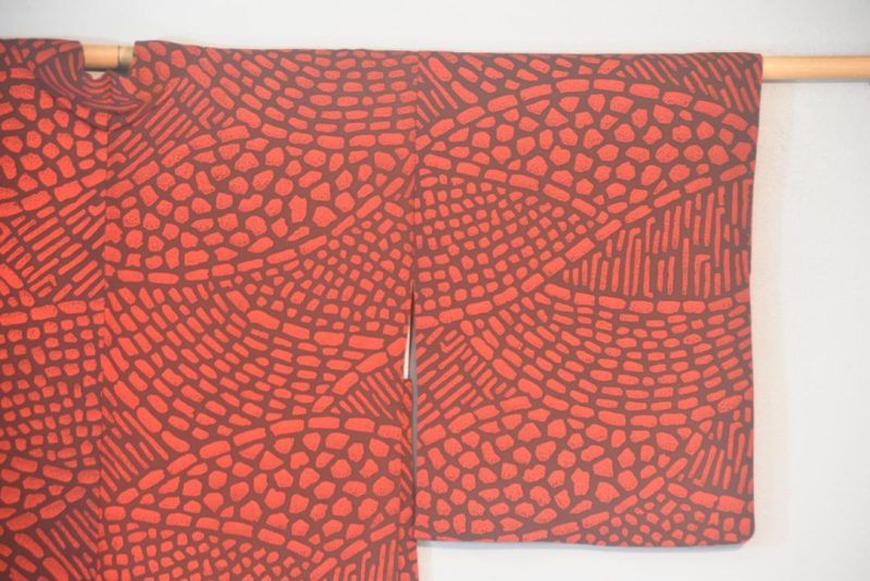 Red Art Vintage Japanese Silk Haori Jacket - Image 7