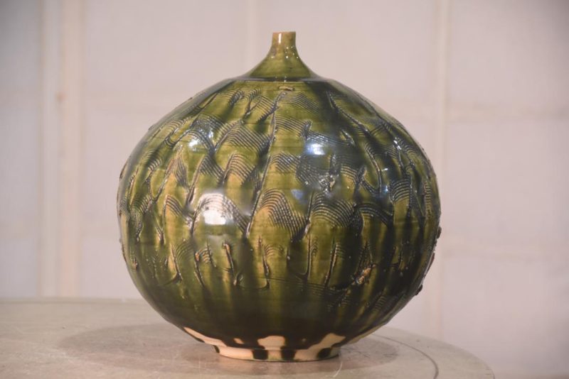 Japanese Oribe Pottery Vase Height:220mm - Image 6