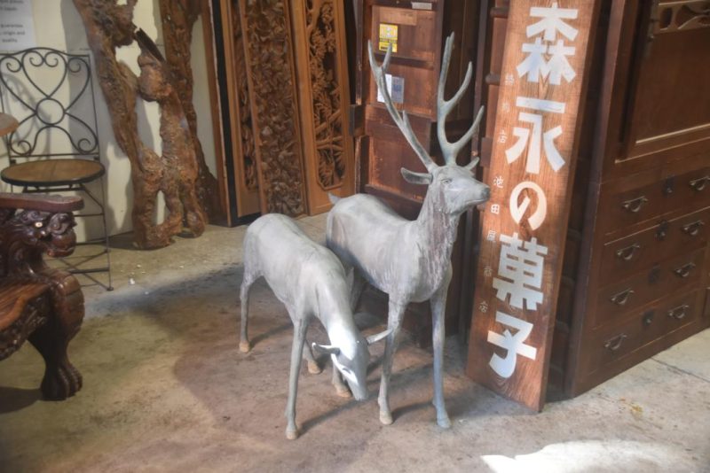 Pair of Japanese Bronze Deer Height:1195mm