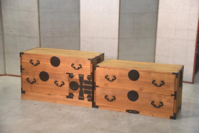 Japanese Antique 2 Section Clothing Chest Width:940mm - Image 3