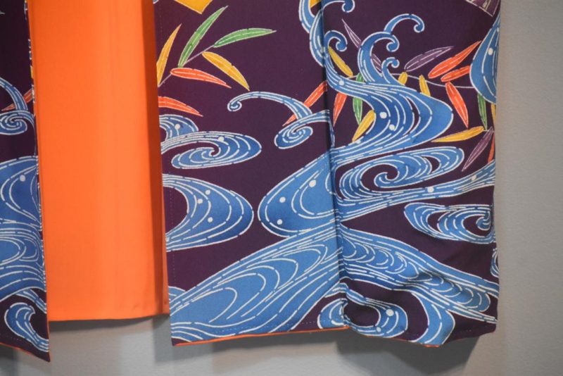 Bold Fans Crepe Silk Furisode Kimono from Japan - Image 6