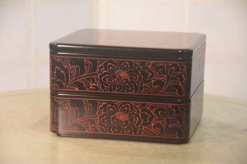 Japanese Lacquered 2 Section Jubako Width:200mm