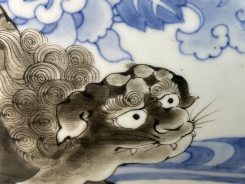 Vintage Porcelain Hibachi with Shishi Designs Width:410mm - Image 5