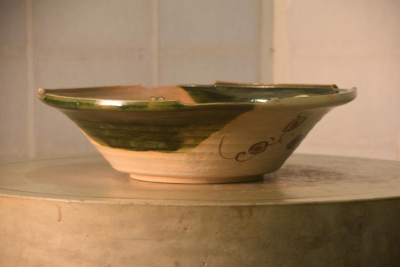 Japanese Oribe Pottery Plate Width:370mm - Image 7