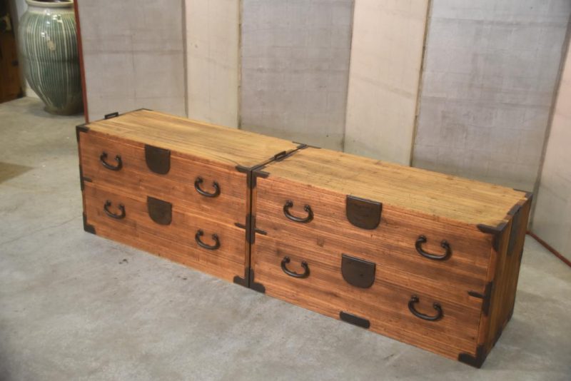 Japanese Antique 2 Section Clothing Chest Width:950mm - Image 9