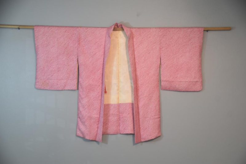 Shibori Brilliant Pink Japanese Vintage Haori Jacket - Image 3