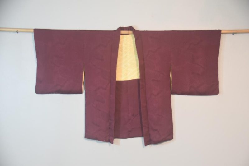 Plum Silk Jacquard Vintage Haori Jacket
