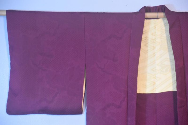 Plum Silk Jacquard Vintage Haori Jacket - Image 5