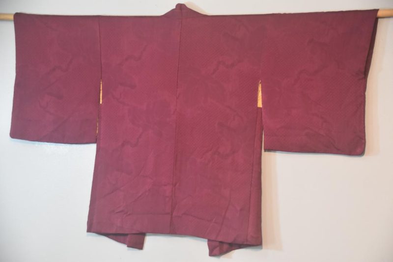 Plum Silk Jacquard Vintage Haori Jacket - Image 4