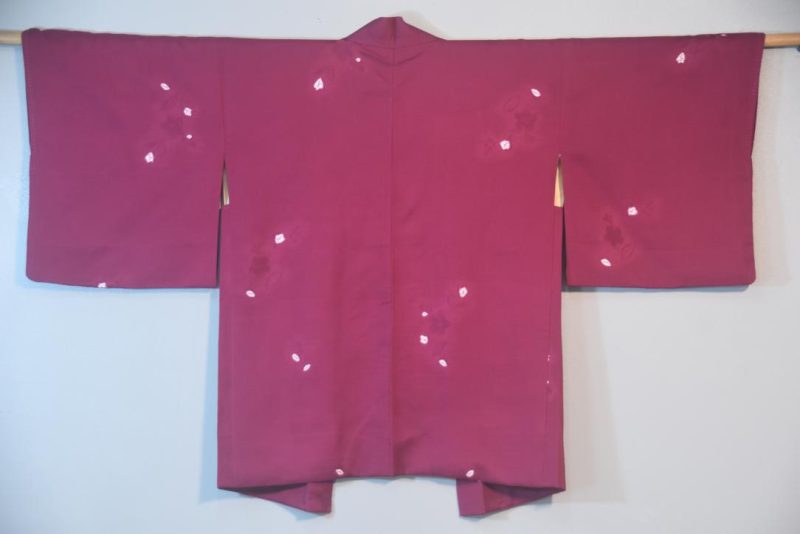 Raspberry Silk Vintage Haori Jacket - Image 3