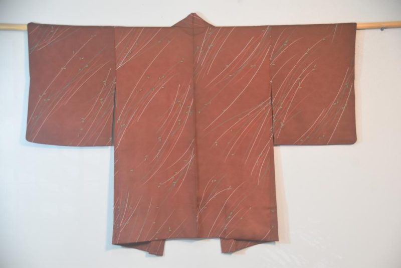 Rich Russet Tones Silk Vintage Haori Jacket - Image 4