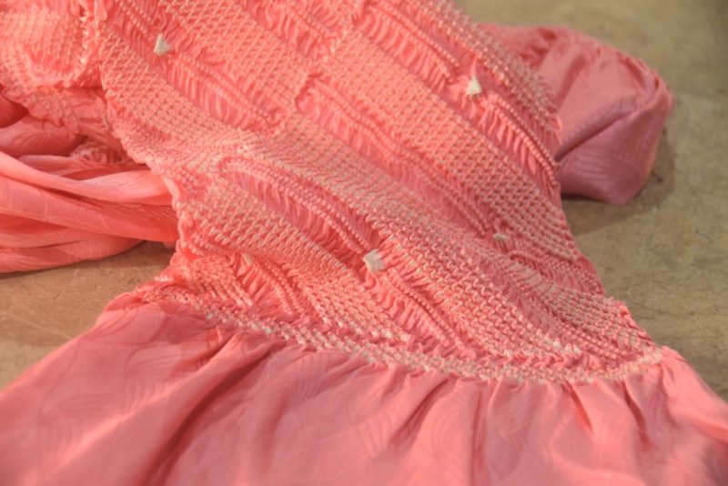 Japanese Candy Pink Shibori Obi Silk Sash Length:1280mm - Image 2