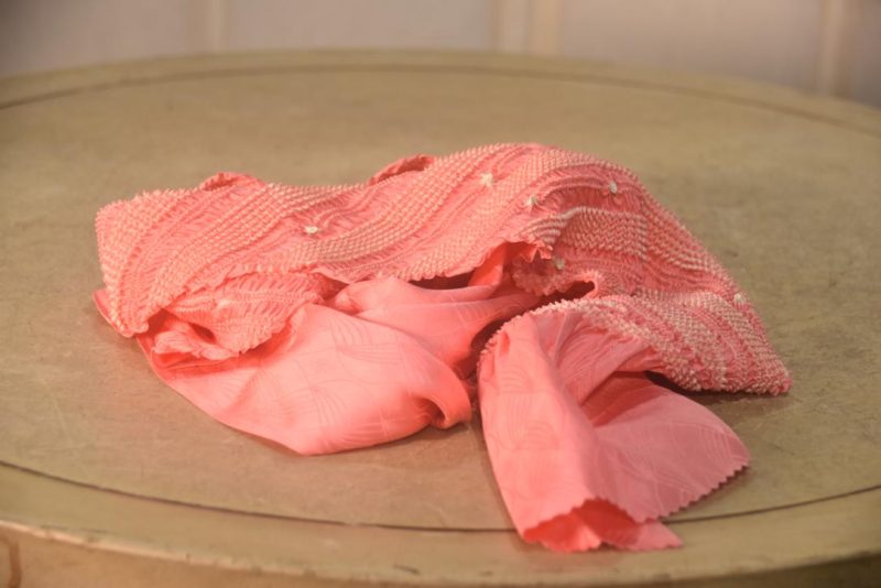 Japanese Candy Pink Shibori Obi Silk Sash Length:1280mm