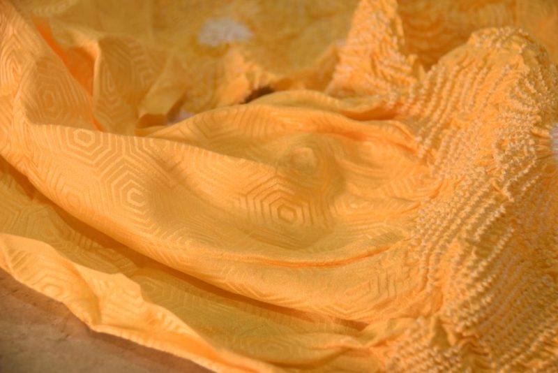 Japanese Tangerine Shibori Obi Silk Sash Length:1300mm - Image 4