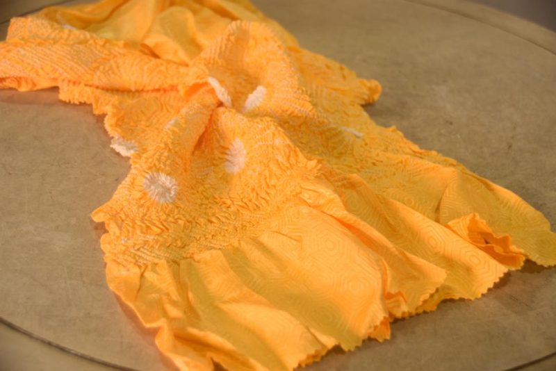 Japanese Tangerine Shibori Obi Silk Sash Length:1300mm - Image 3