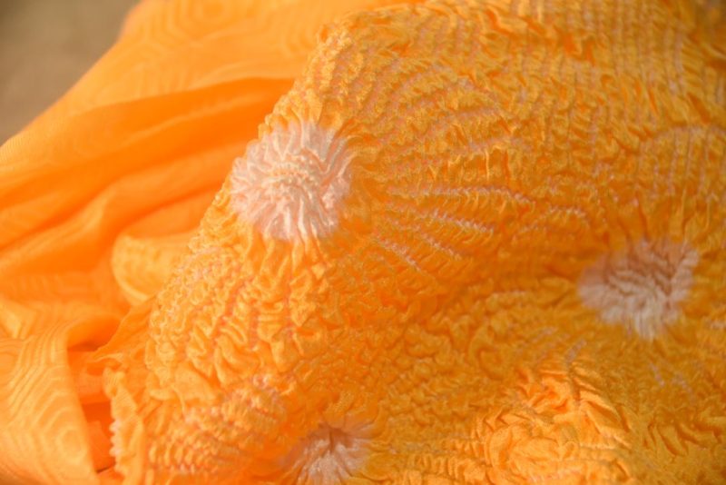 Japanese Tangerine Shibori Obi Silk Sash Length:1300mm - Image 2