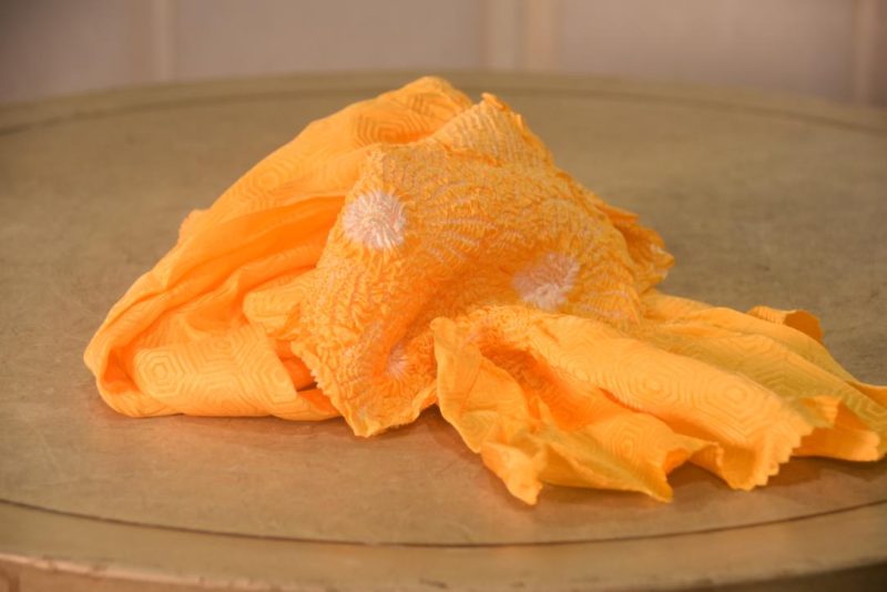 Japanese Tangerine Shibori Obi Silk Sash Length:1300mm