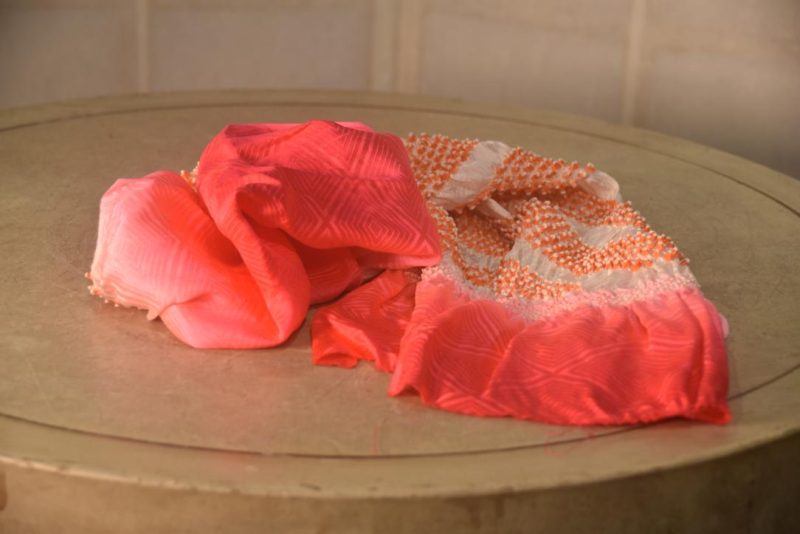 Japanese Neon Pink & Orange Shibori Obi Silk Sash Length:1300mm