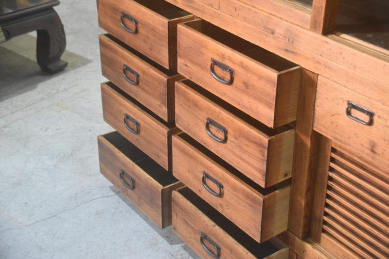 Antique Misedansu Shop Display Chest Width:1820mm - Image 13