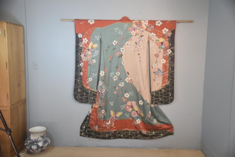 Blossom and Butterfly Japanese Silk Furisode Kimono