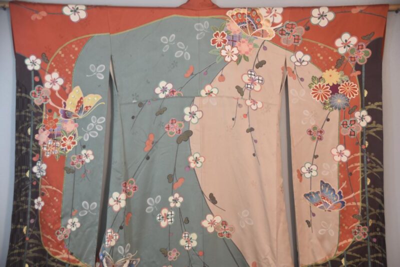 Blossom and Butterfly Japanese Silk Furisode Kimono - Image 11