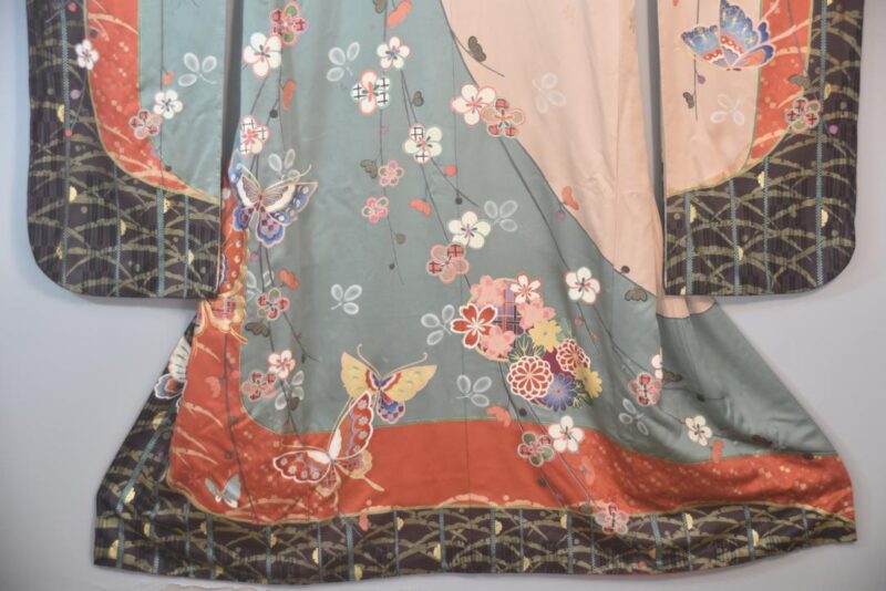 Blossom and Butterfly Japanese Silk Furisode Kimono - Image 8