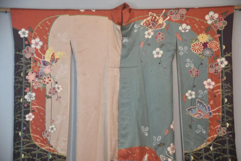 Blossom and Butterfly Japanese Silk Furisode Kimono - Image 10