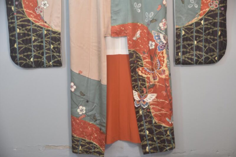 Blossom and Butterfly Japanese Silk Furisode Kimono - Image 12
