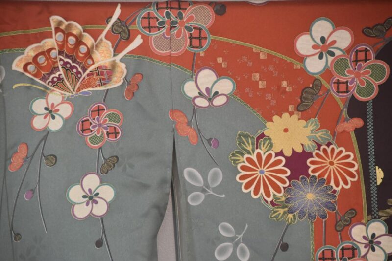 Blossom and Butterfly Japanese Silk Furisode Kimono - Image 9