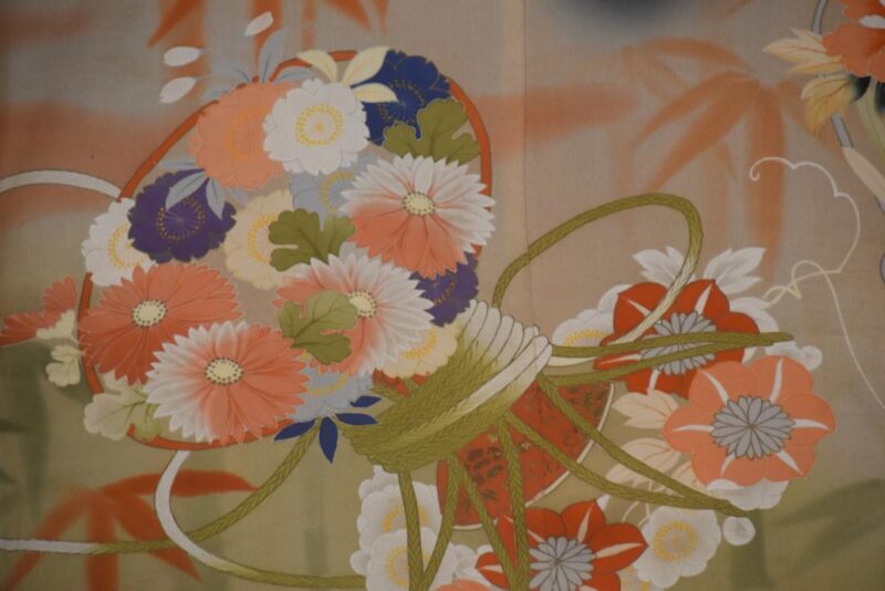 Black Wisteria Japanese Silk Furisode Kimono - Image 8