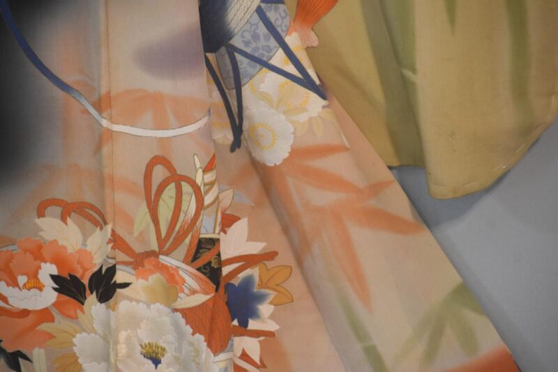 Black Wisteria Japanese Silk Furisode Kimono - Image 21