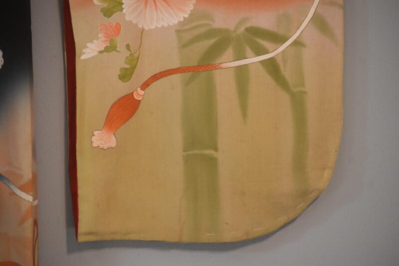 Black Wisteria Japanese Silk Furisode Kimono - Image 20