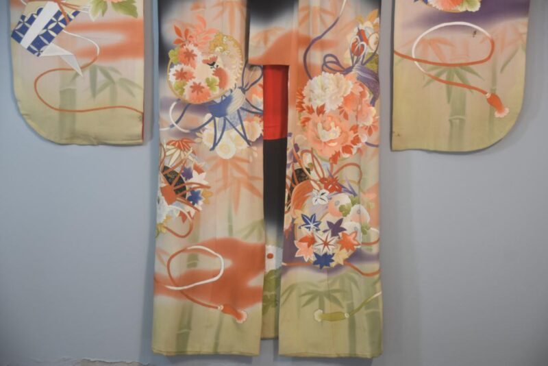 Black Wisteria Japanese Silk Furisode Kimono - Image 14