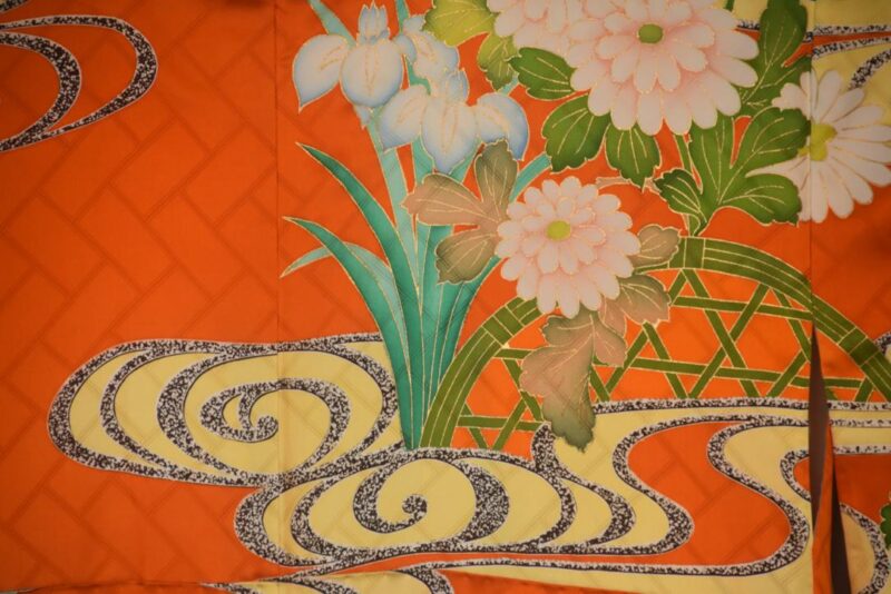 Iris Watergarden Japanese Silk Furisode Kimono - Image 2
