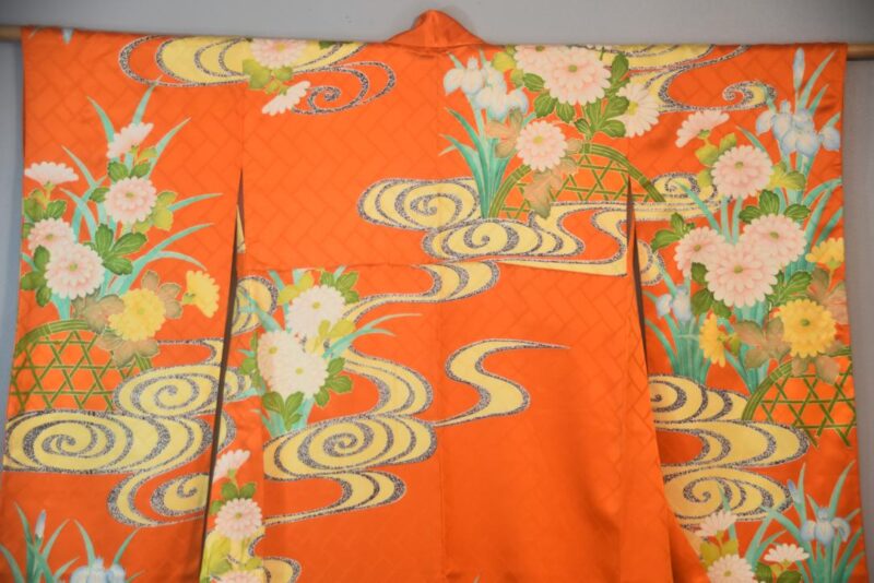 Iris Watergarden Japanese Silk Furisode Kimono - Image 8
