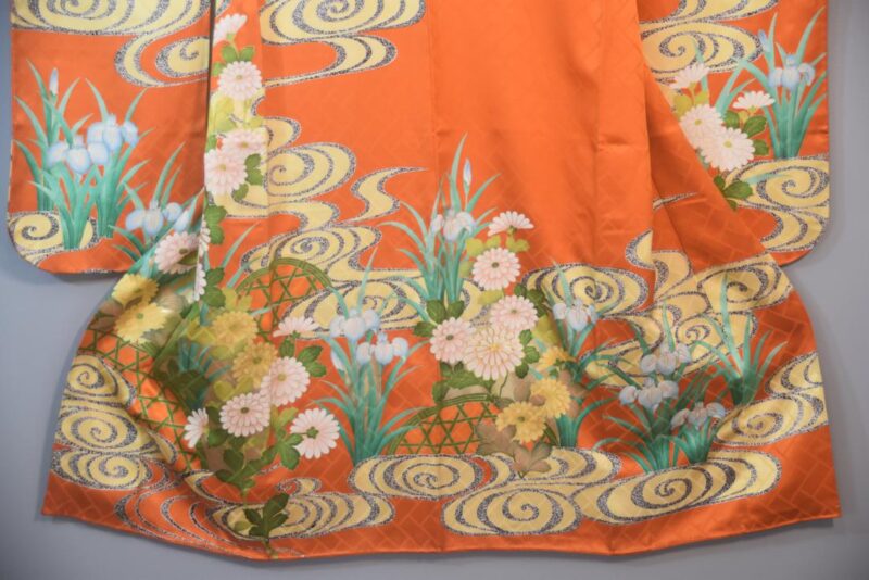 Iris Watergarden Japanese Silk Furisode Kimono - Image 5