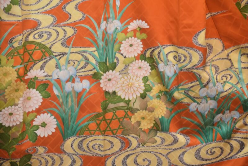 Iris Watergarden Japanese Silk Furisode Kimono - Image 6