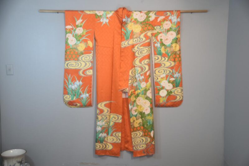 Iris Watergarden Japanese Silk Furisode Kimono - Image 3