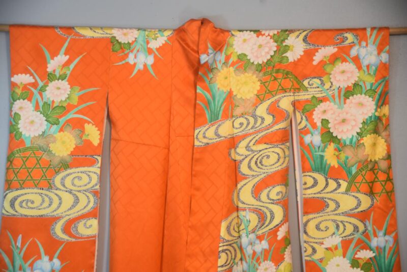 Iris Watergarden Japanese Silk Furisode Kimono - Image 11