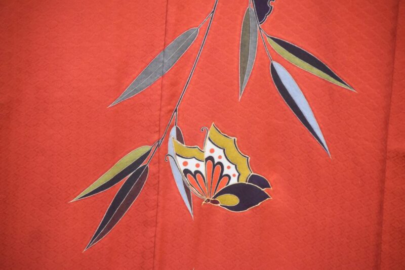 Bamboo Butterfly Forest Japanese Silk Furisode Kimono - Image 2
