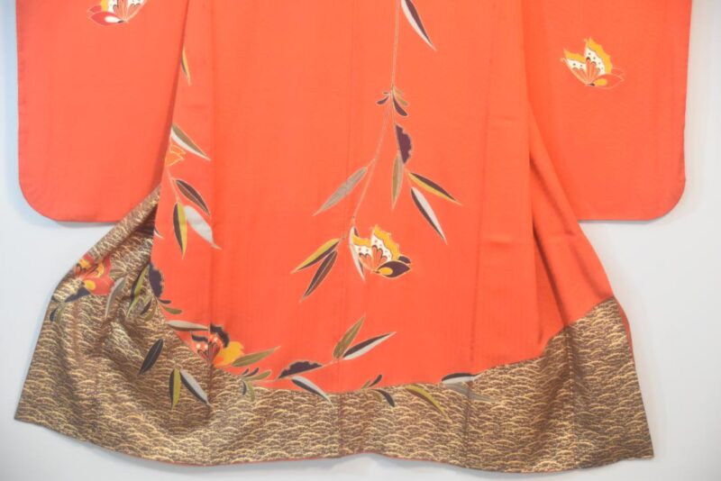 Bamboo Butterfly Forest Japanese Silk Furisode Kimono - Image 8