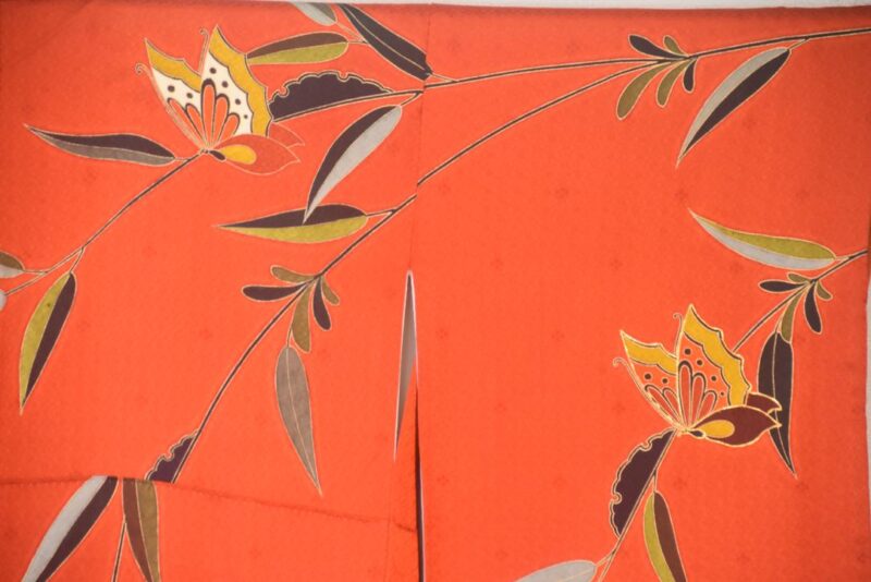 Bamboo Butterfly Forest Japanese Silk Furisode Kimono - Image 6