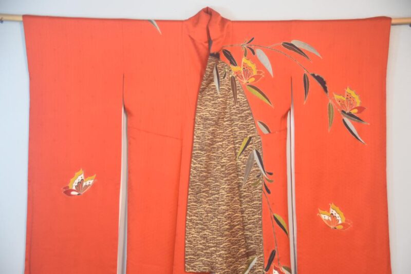 Bamboo Butterfly Forest Japanese Silk Furisode Kimono - Image 10