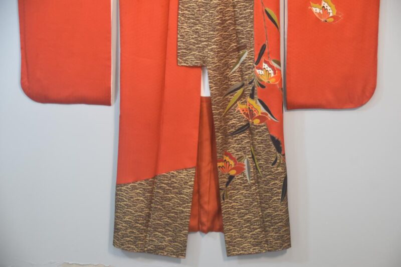 Bamboo Butterfly Forest Japanese Silk Furisode Kimono - Image 9
