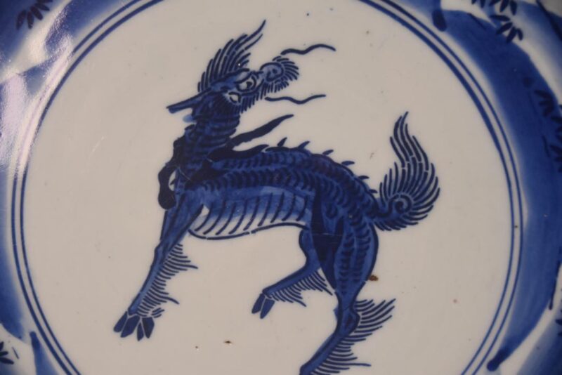 Japanese Blue and White Stencil Plate Diameter 465mm - Image 2